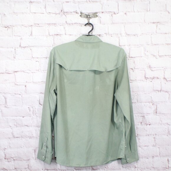 LL Bean West Branch Fishing Shirt Long Sleeve Faded Sage Size L - Picture 6 of 9